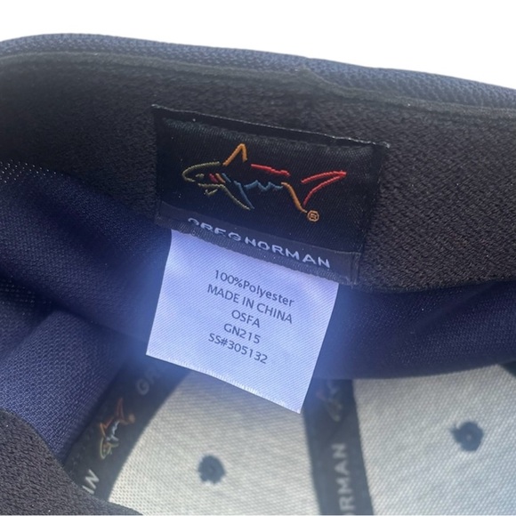 NWOT Greg Norman Collection Navy Blue Flexfit Golf Cap Hat with Shark Logo OSFA - Picture 5 of 5